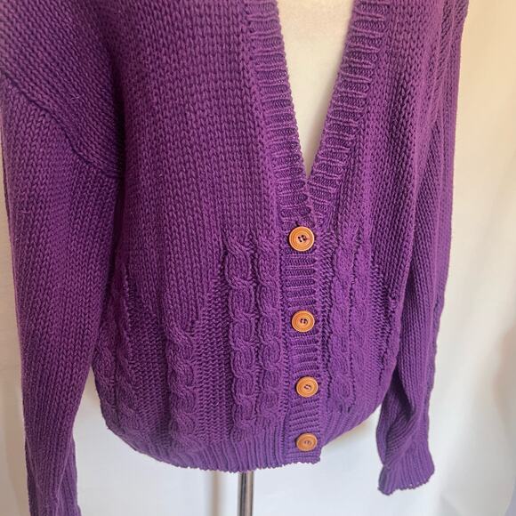 Vintage 90s Patsy's Place Cable Knit Cardigan Womens Sweater Small Y2K Preppy - Picture 3 of 13